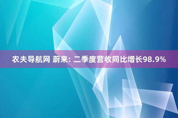 农夫导航网 蔚来: 二季度营收同比增长98.9%