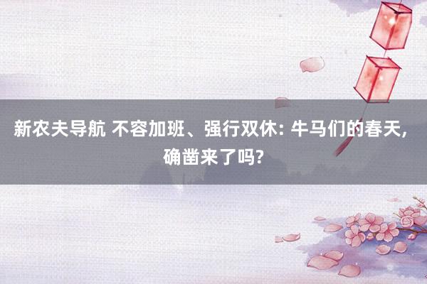 新农夫导航 不容加班、强行双休: 牛马们的春天， 确凿来了吗?