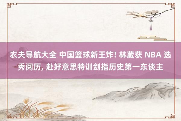 农夫导航大全 中国篮球新王炸! 林葳获 NBA 选秀阅历， 赴好意思特训剑指历史第一东谈主