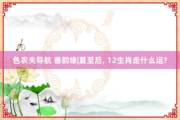 色农夫导航 善韵缘|夏至后， 12生肖走什么运?